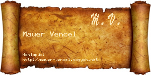 Mauer Vencel névjegykártya
